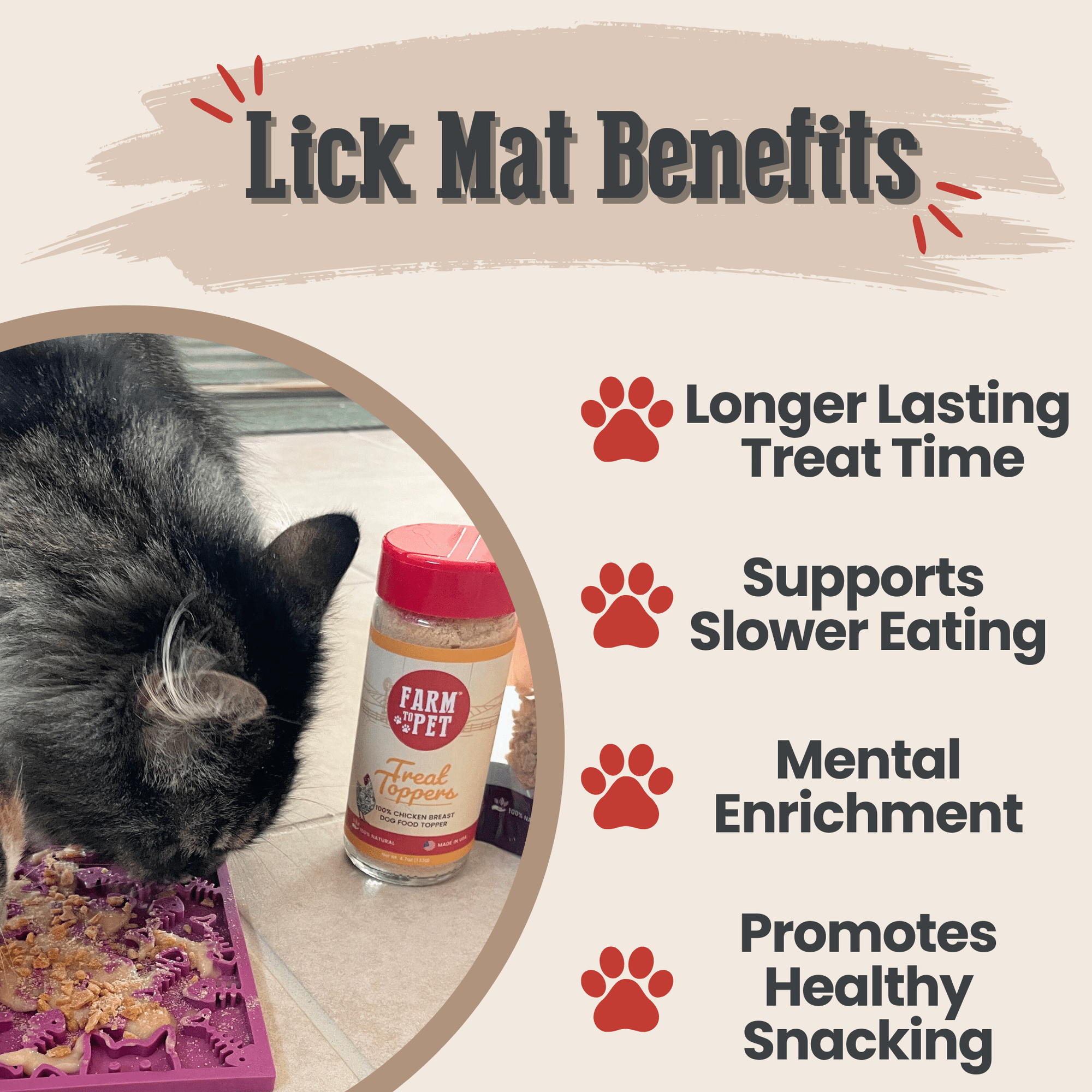 Farm To Pet Lick Mats for Cats and Small Dogs