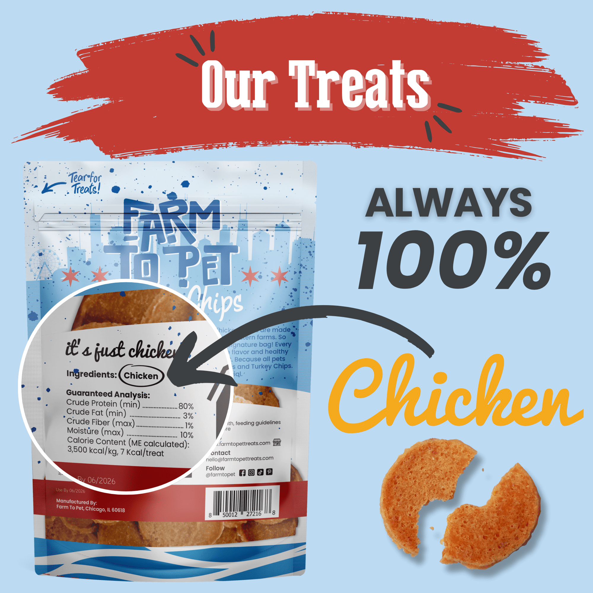 Farm To Pet Chicago Chicken Chips Dog Treats