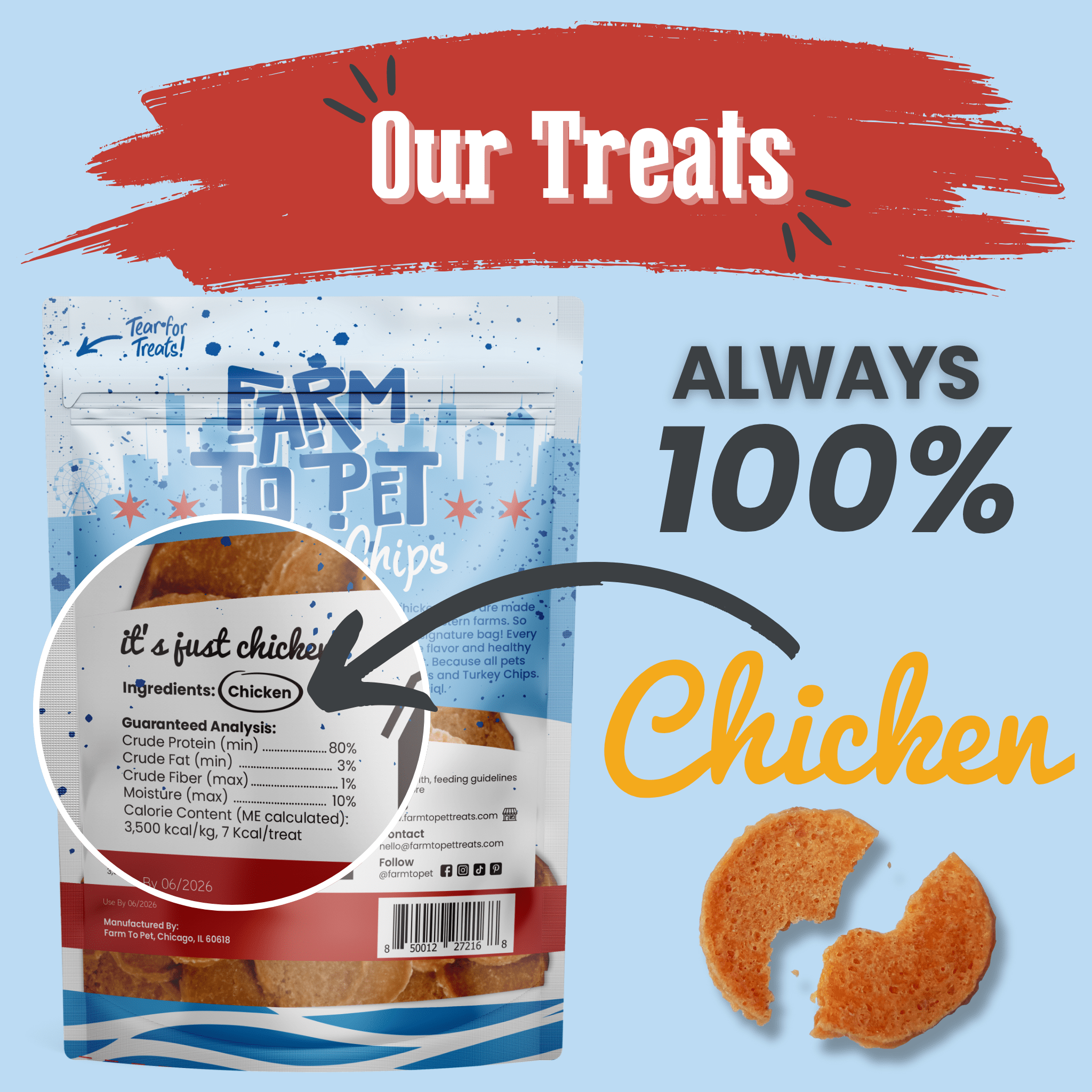 Farm To Pet Chicago Chicken Chips Dog Treats