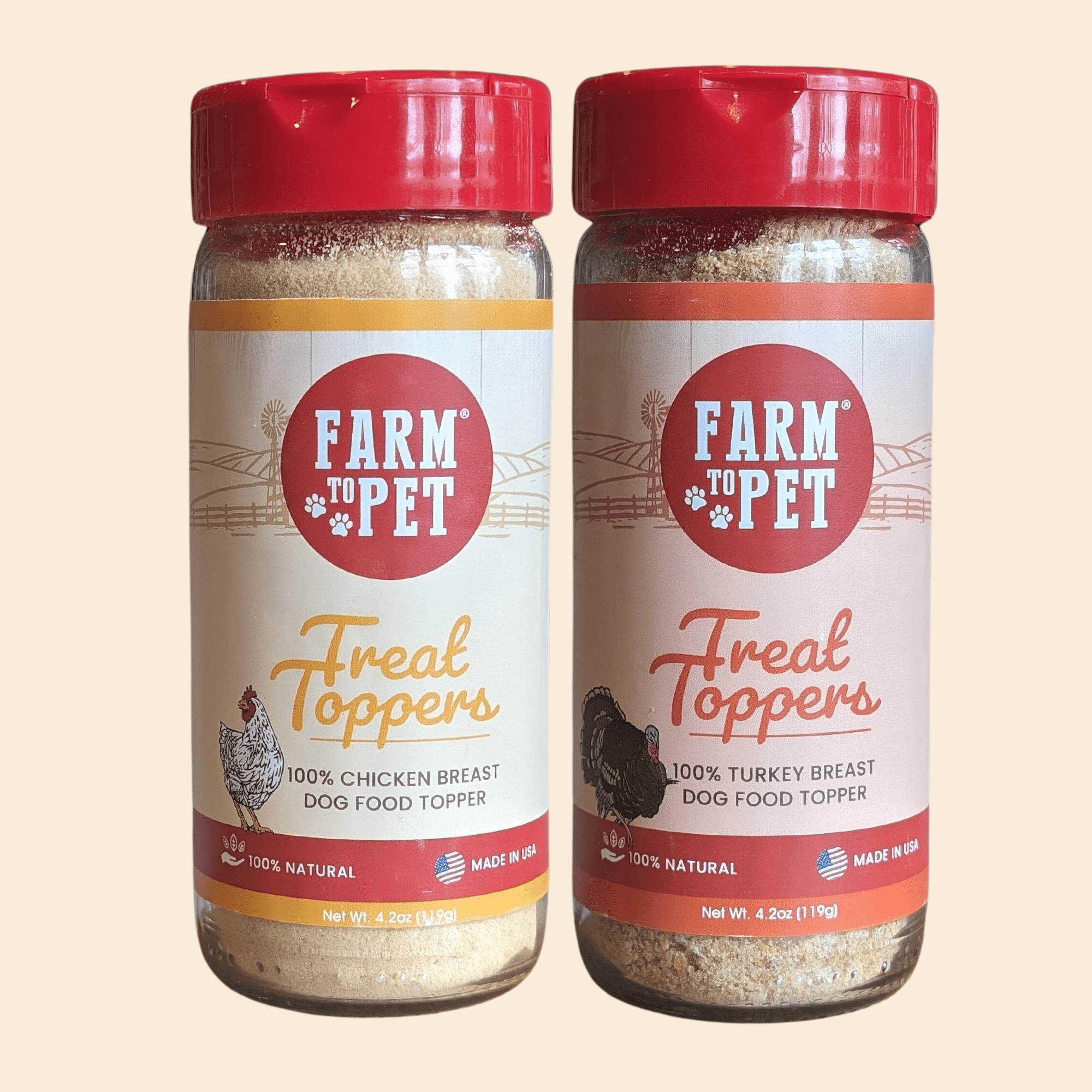 Farm To Pet Chicken and Turkey Dog Food Topper Bundle