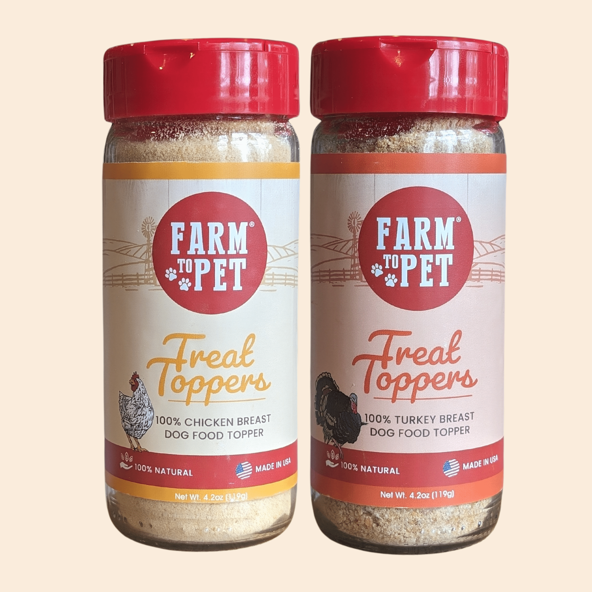 Farm To Pet Chicken and Turkey Dog Food Topper Bundle