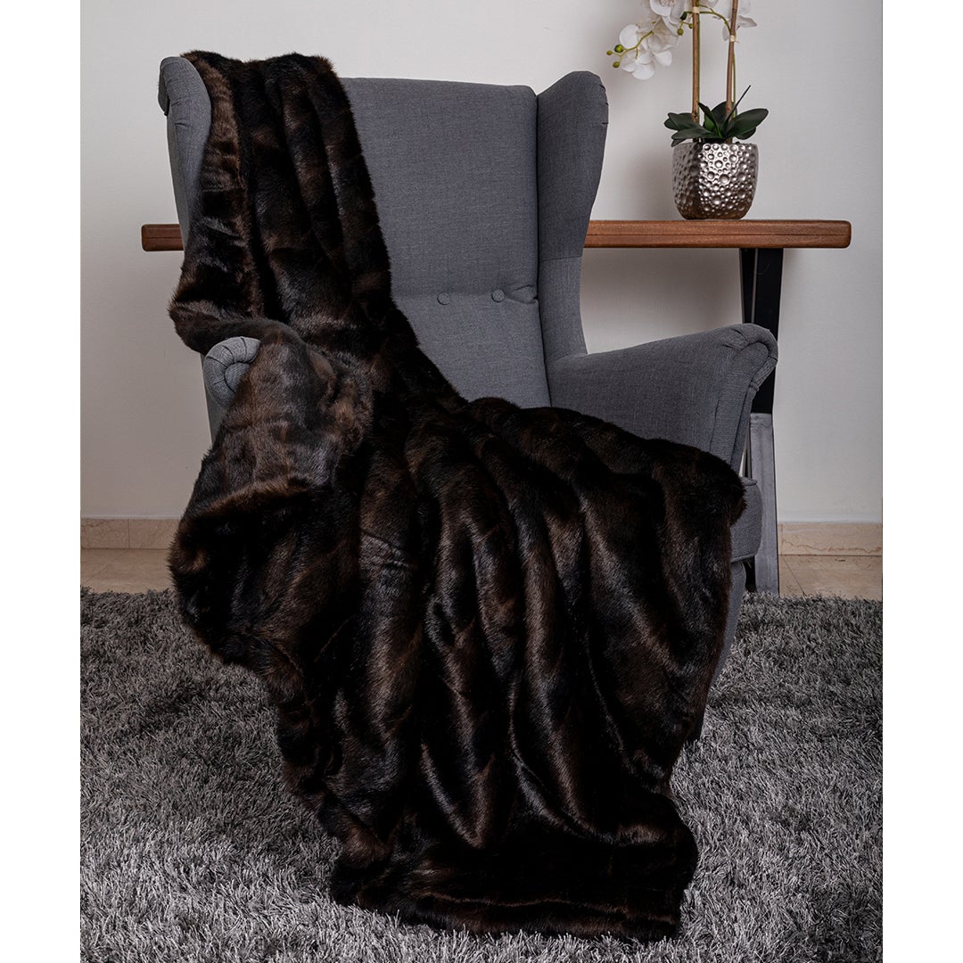 Hello Doggie Faux Fur Throw Faux Fur Chocolate Dog Blanket