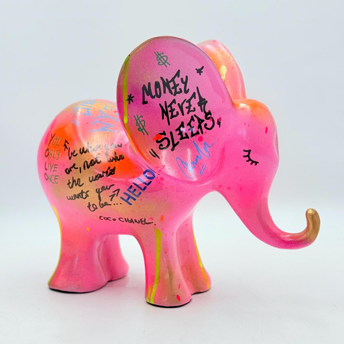 Feng Shui and Graffiti Elephant Sculpture – Love Pop Elephant