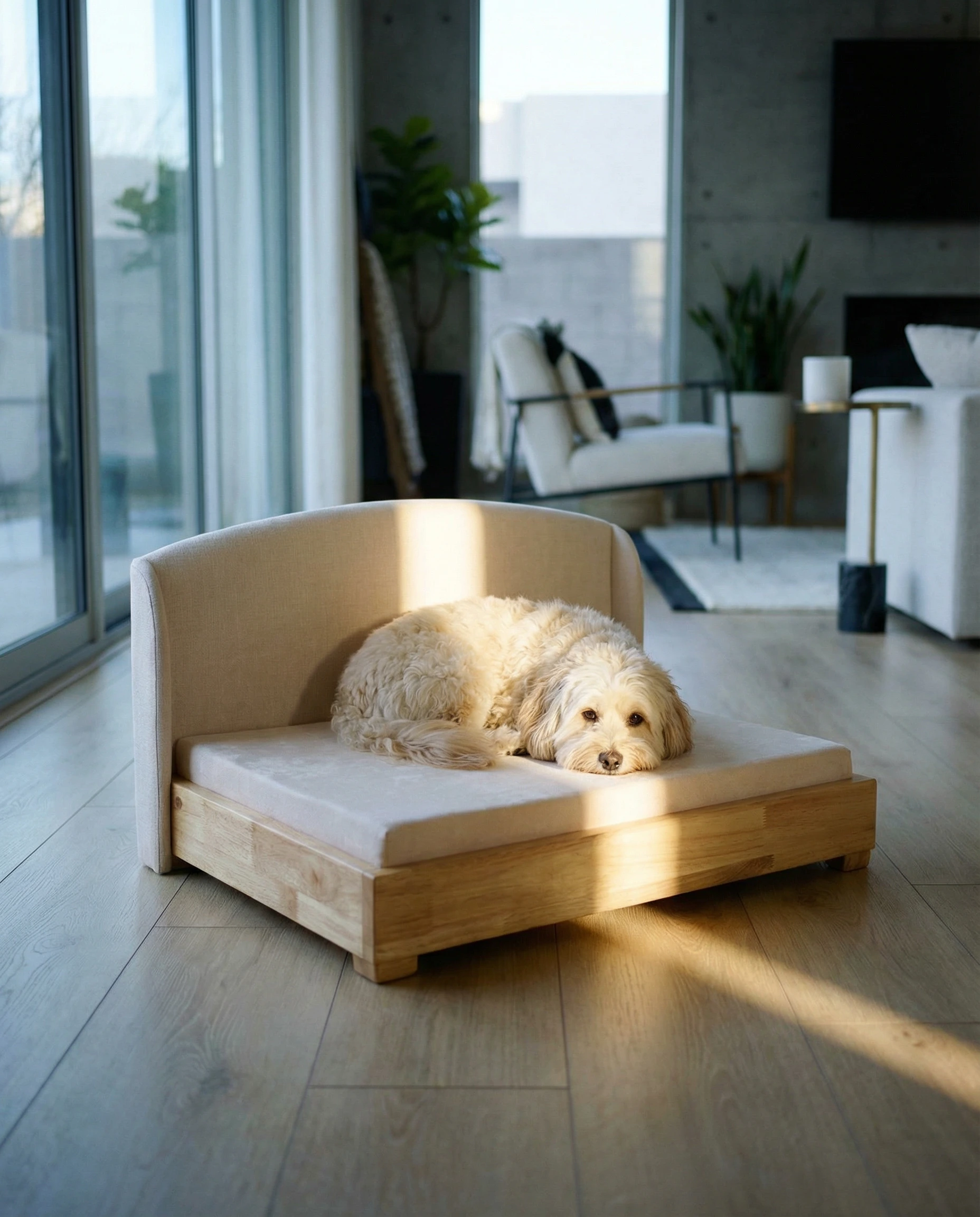 The Haven Luxury Handcrafted Solid Wood Orthopedic Dog Bed