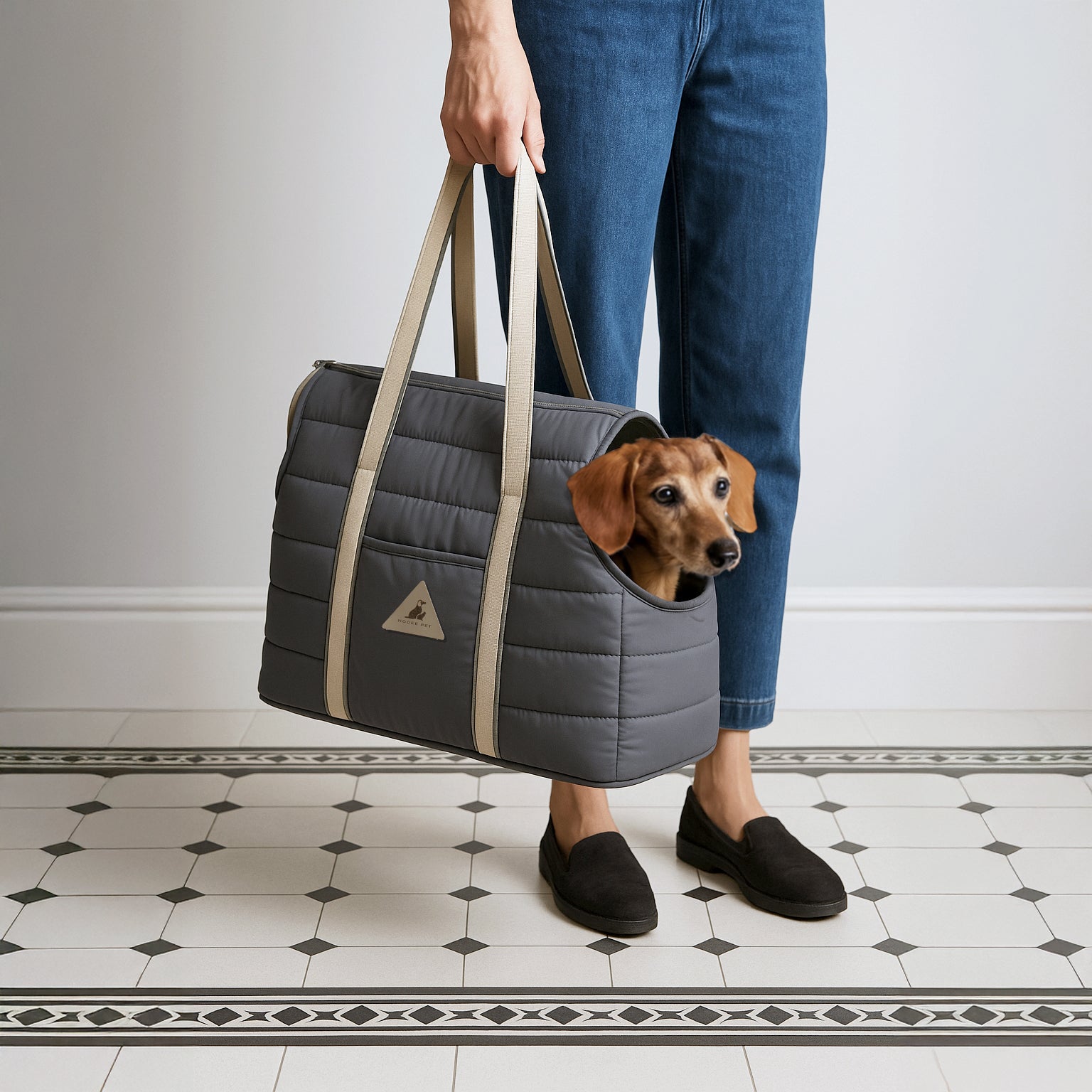 Nooee Pet Finn Carrier - Lightweight Quilted Dog Carrier with Easy-Care Cushion