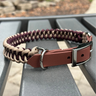 Fishtail Hand Braided Dog Collar in Burgundy & Cream