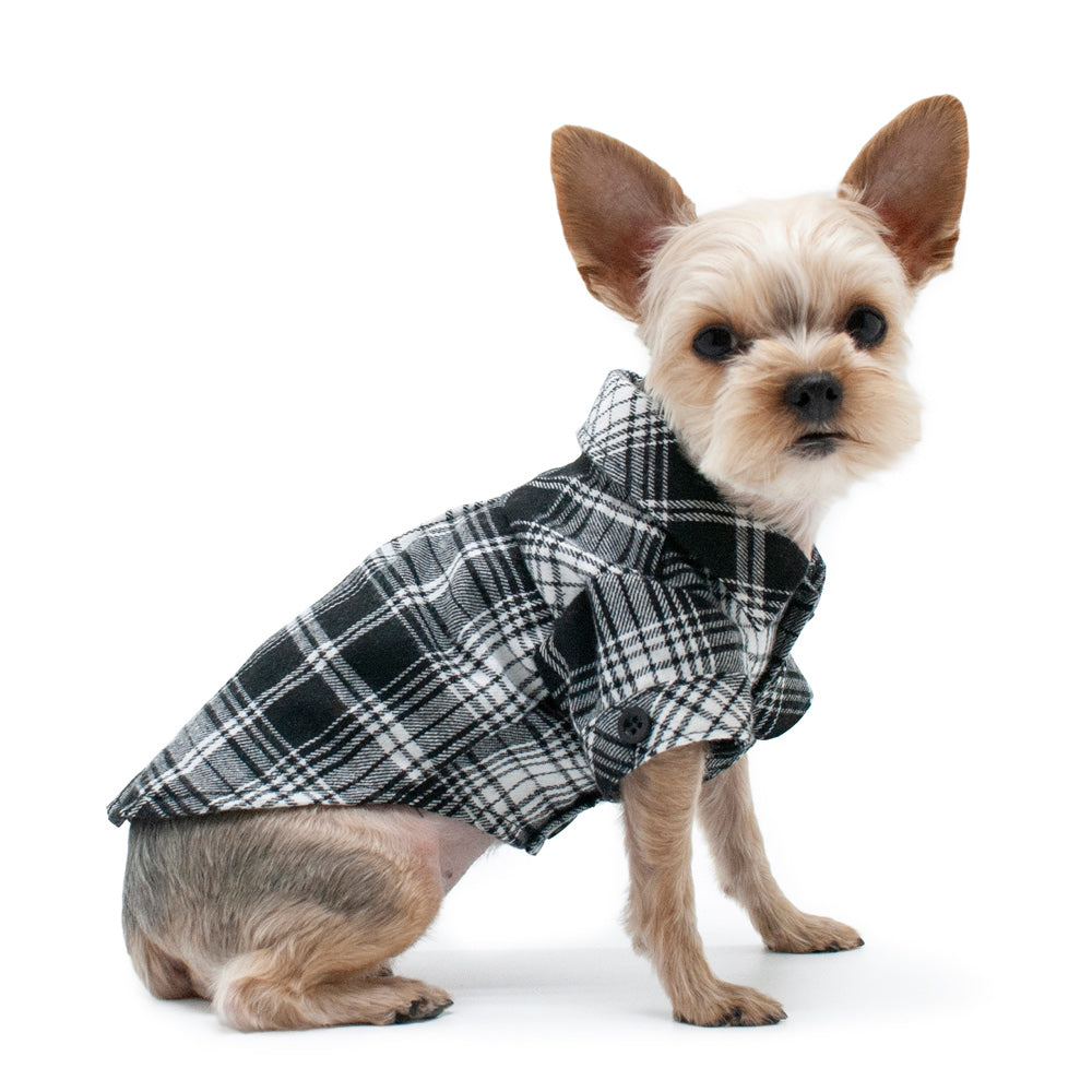 DOGO Flannel Button Down Black 2 Dog Flannel Shirt