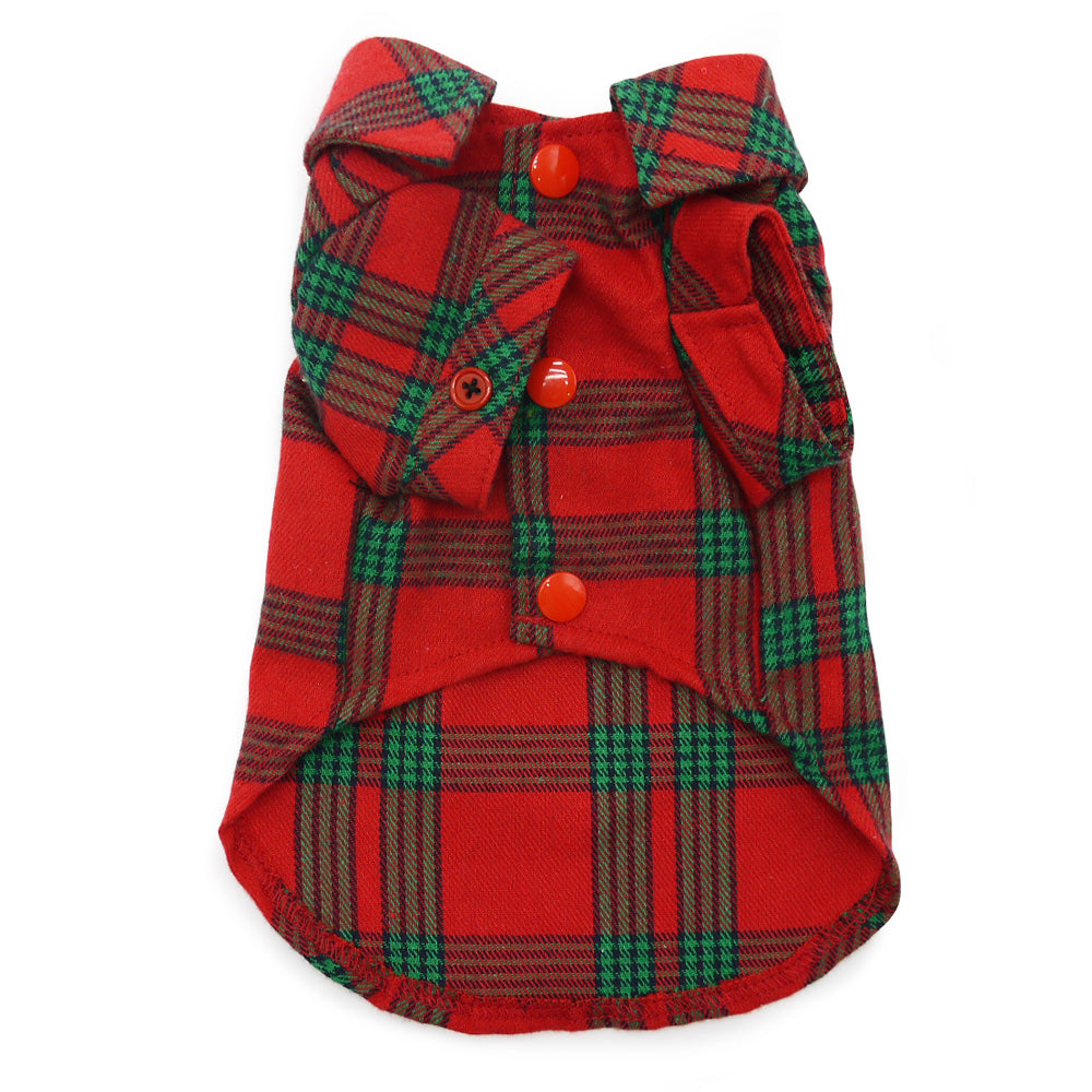 DOGO Christmas Flannel Button Dog Shirt