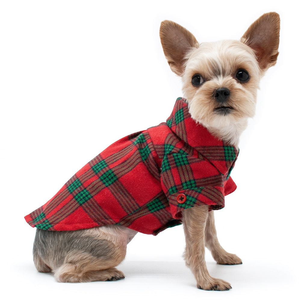 DOGO Christmas Flannel Button Dog Shirt