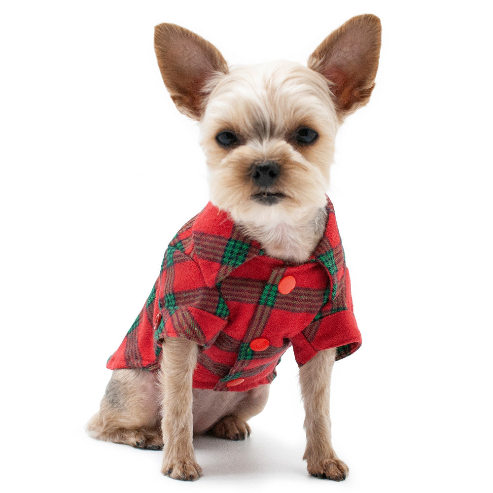 DOGO Christmas Flannel Button Dog Shirt