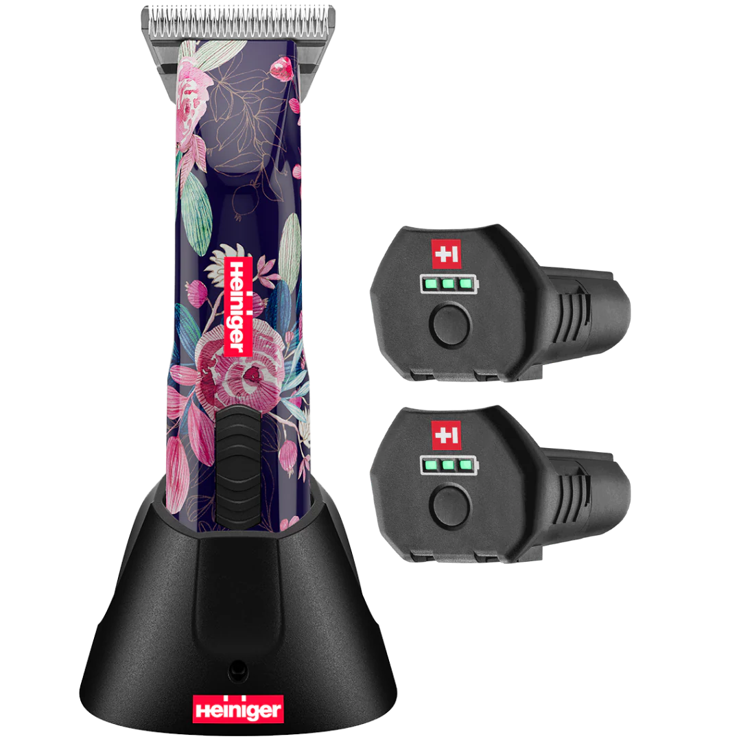 Limited Edition Flower Opal Cordless Clipper with 30W, and 2 Batteries with Free Grip by Heiniger