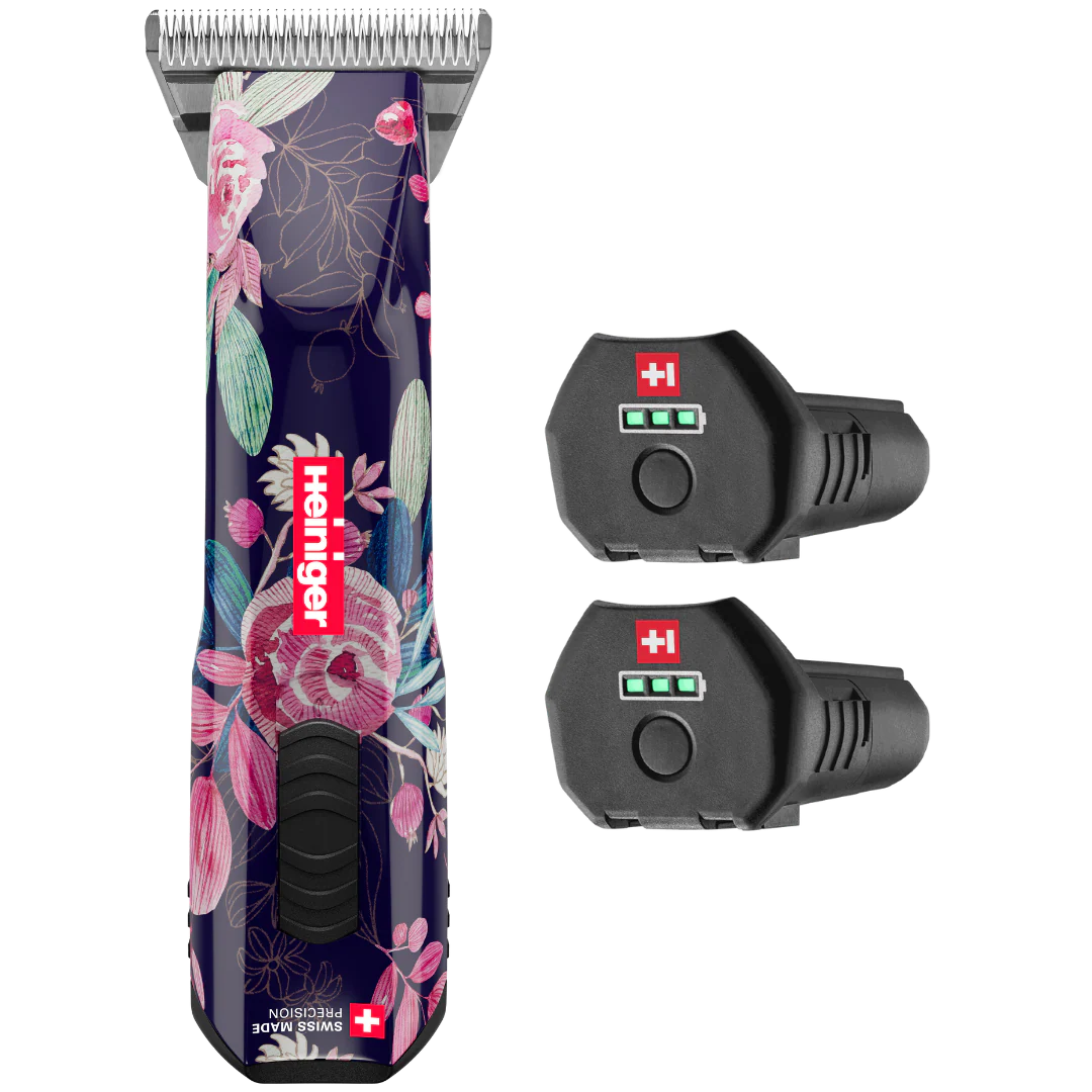 Limited Edition Flower Opal Cordless Clipper with 30W, and 2 Batteries with Free Grip by Heiniger