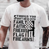 5 Things You Don’t Mess With Dad T-Shirt, Black and White Patriotic Father Tee with Bold Statemen
