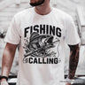 Fishing Is Calling T-Shirt, White Outdoor Tee for Fishermen Dads
