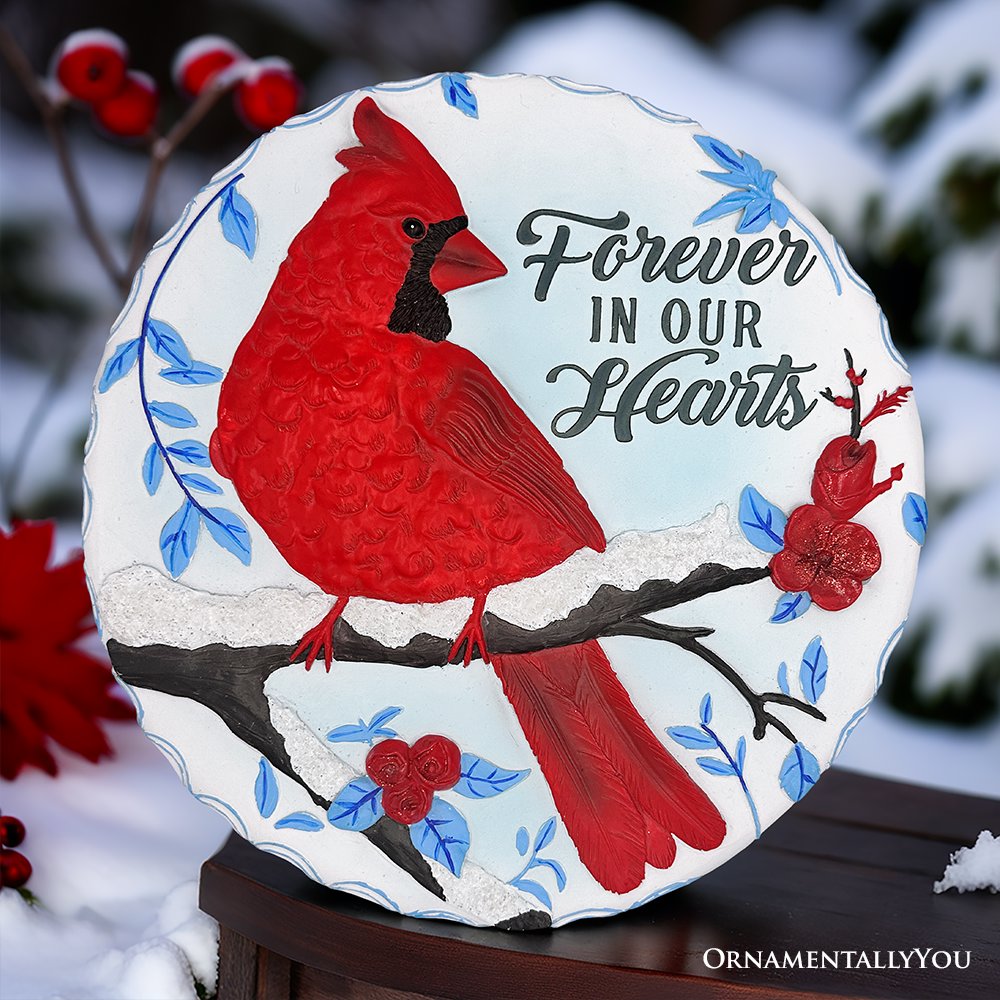 Forever in our Hearts Cardinal Stepping Stone, 9.5" Winter Garden Decorative Resin Figurine