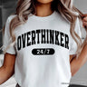 Over Thinker 247 T-Shirt, Minimalist Collegiate White, Natural and Black Tee for Tired Women