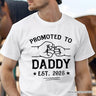 Promoted to Daddy Est. 2025 T-Shirt, Black and White New Dad Pregnancy Announcement Tee
