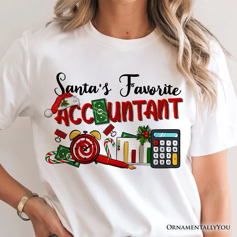 Santa’s Favorite Accountant Christmas T-Shirt, Merry Holiday Tee for Bookkeepers
