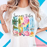 Summer Vibes T-Shirt, White and Natural Vacation Beach Tee