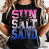 Sun Salt Sand Summer T-Shirt, Black Minimalist Beach Tee