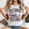 Wild Flowers and Wild Horses T-Shirt, Retro Western White and Natural Tee for Free-Spirited Women