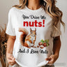 You Drive Me Nuts T-Shirt, Cute Watercolor Squirrel White Tee for Nuts Lovers