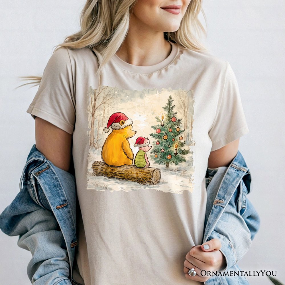 Pooh Bear Christmas With Friends T-Shirt, Cozy Heartwarming Holiday Tee