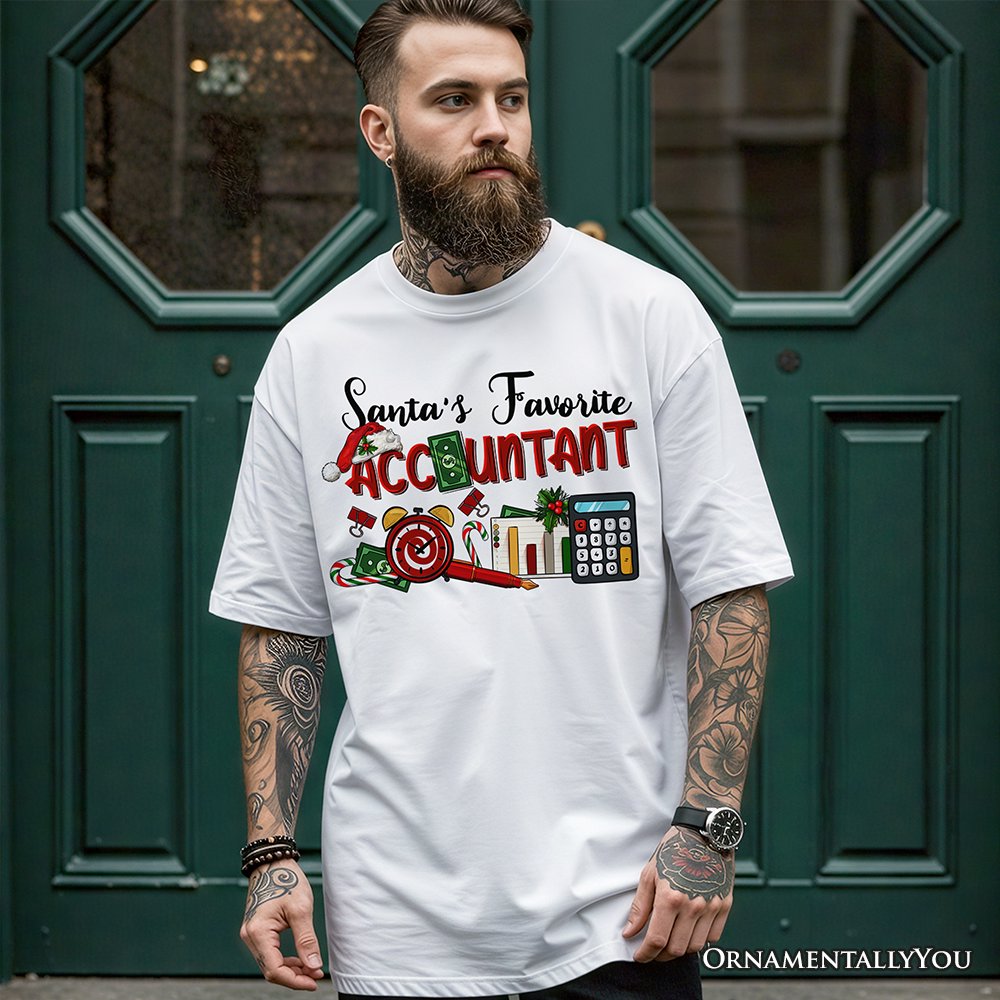 Santa’s Favorite Accountant Christmas T-Shirt, Merry Holiday Tee for Bookkeepers