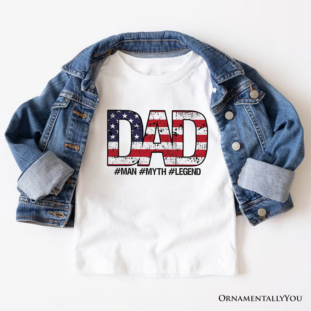 Dad Man Myth Legend T-Shirt, White Patriotic Fathers Tee