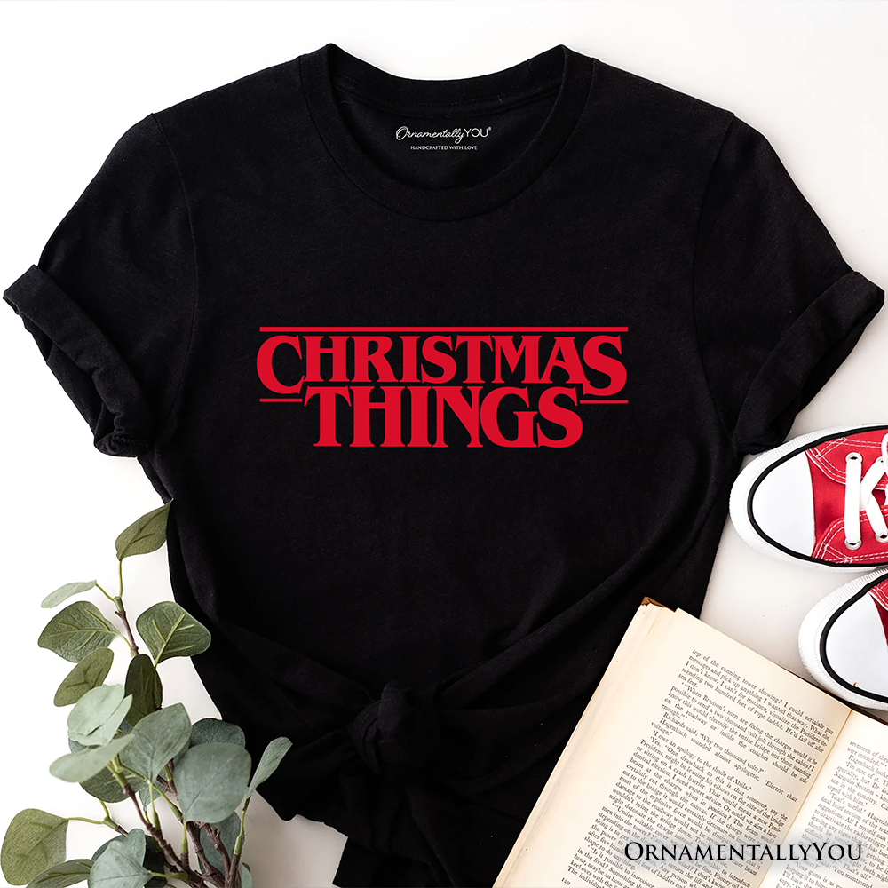 Eerie Christmas Things Vintage T-Shirt, Handcrafted Retro Horror Gift