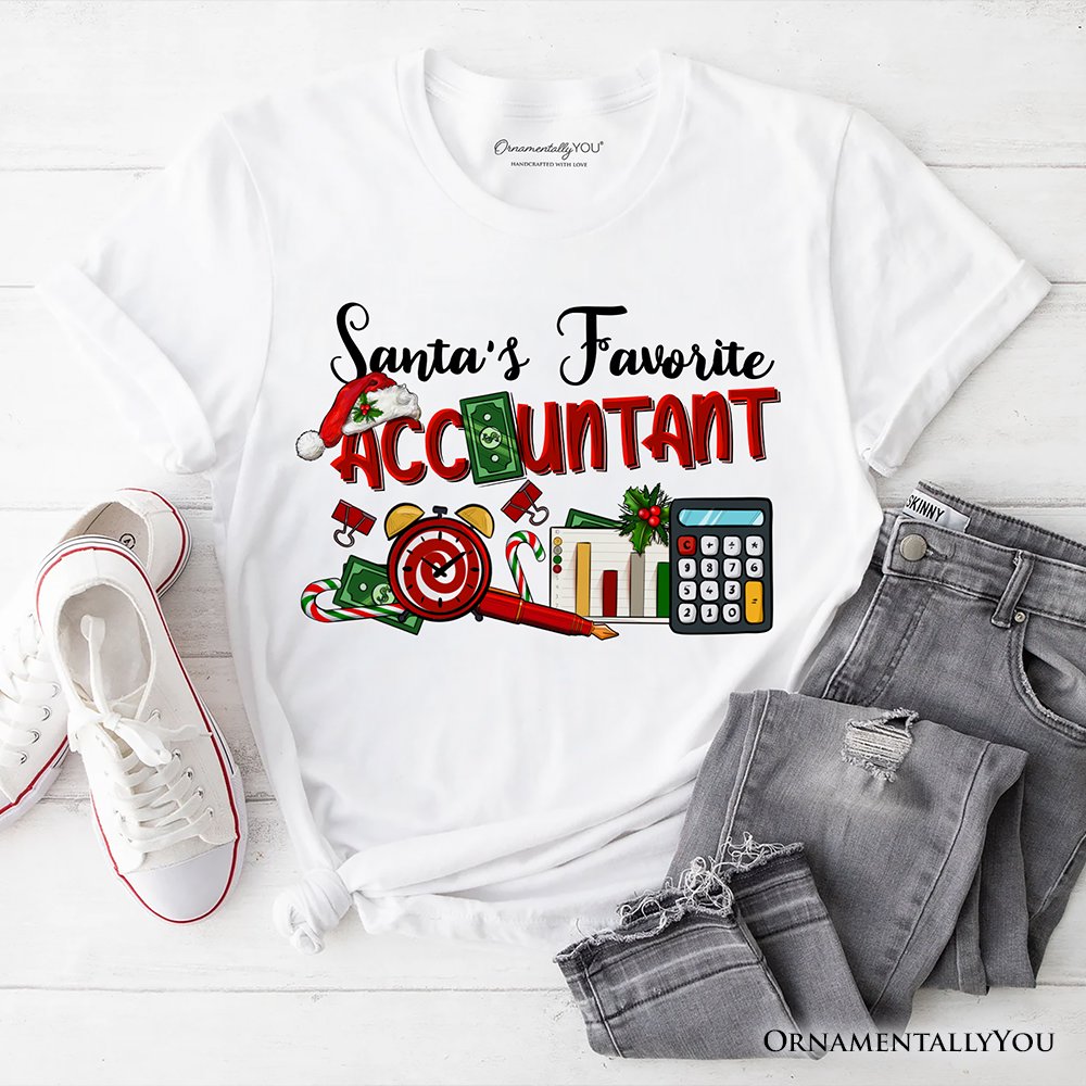Santa’s Favorite Accountant Christmas T-Shirt, Merry Holiday Tee for Bookkeepers
