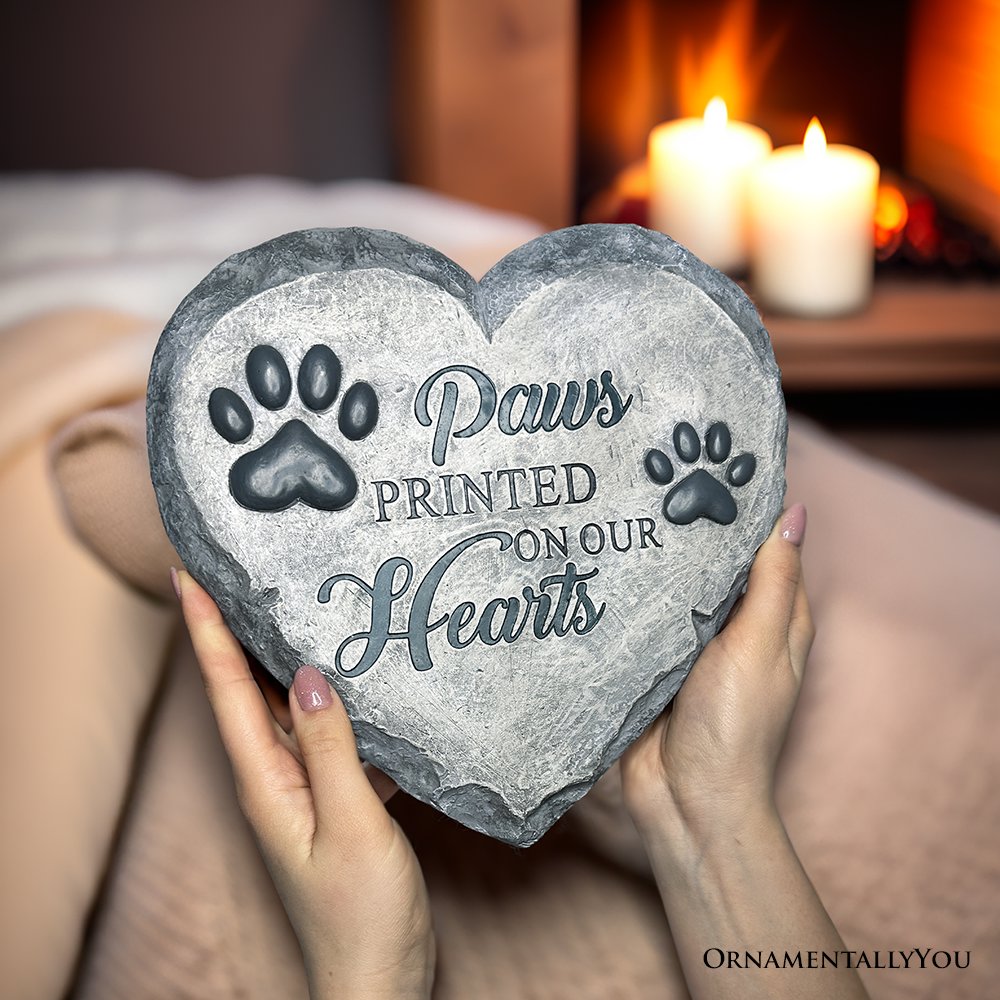 Paws Printed on our Hearts Memorial Stepping Stone for Pet, 9.5