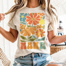 Boho Floral Mama T-Shirt, Natural and White Tee Large Flowers for Modern Moms