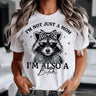 Not Just a Mom Raccoon T-Shirt, Retro White Tee for Sarcastic and Unapologetic Mothers