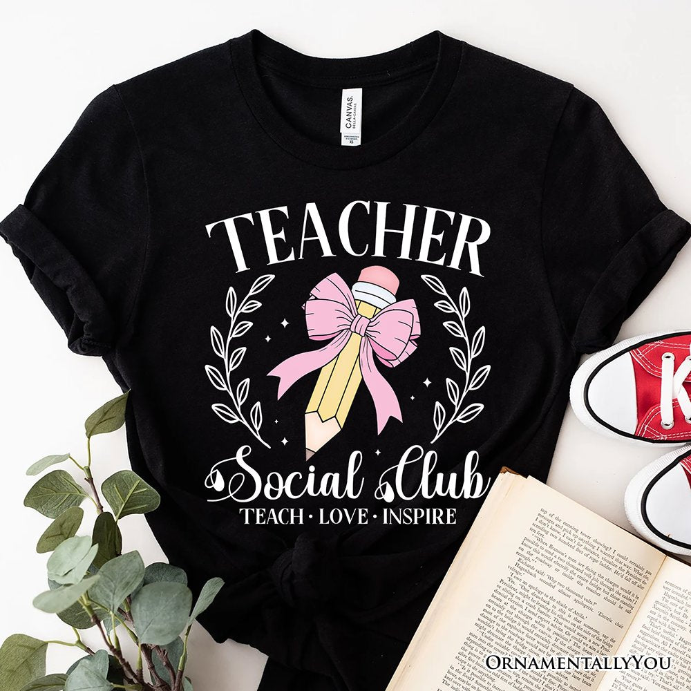 Teacher Social Club T-Shirt, White, Natural, and Black Tee for Stylish Educators
