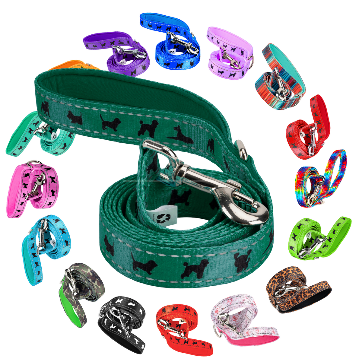 EcoBark – Forest Green Comfort Grip Padded Dog Leash