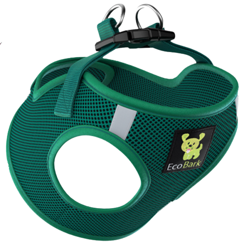EcoBark Step In Dog Harness - Teacup & Small Breeds- Reflective Soft Mesh Harness for Teacup, Small Dogs and Puppies / Forest Green