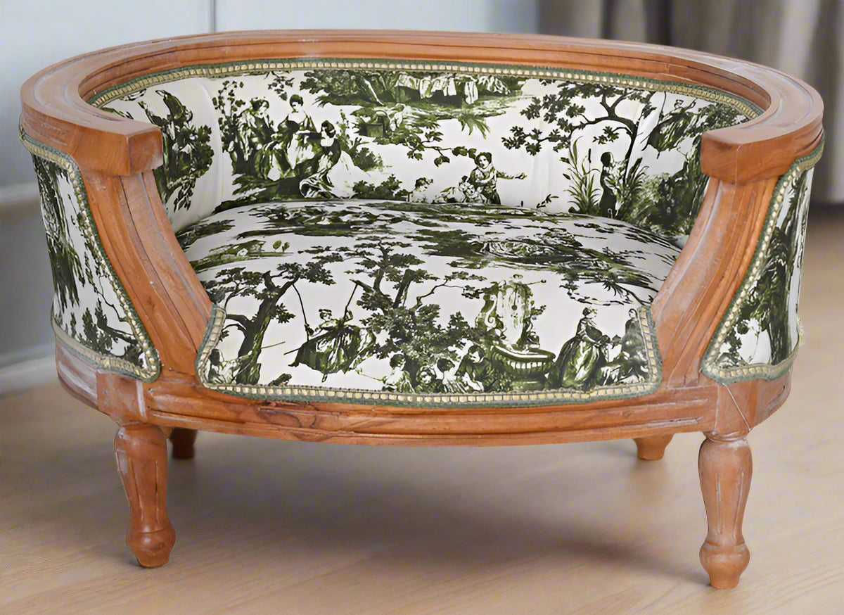 Elegant French-Style Pet Bed Green
