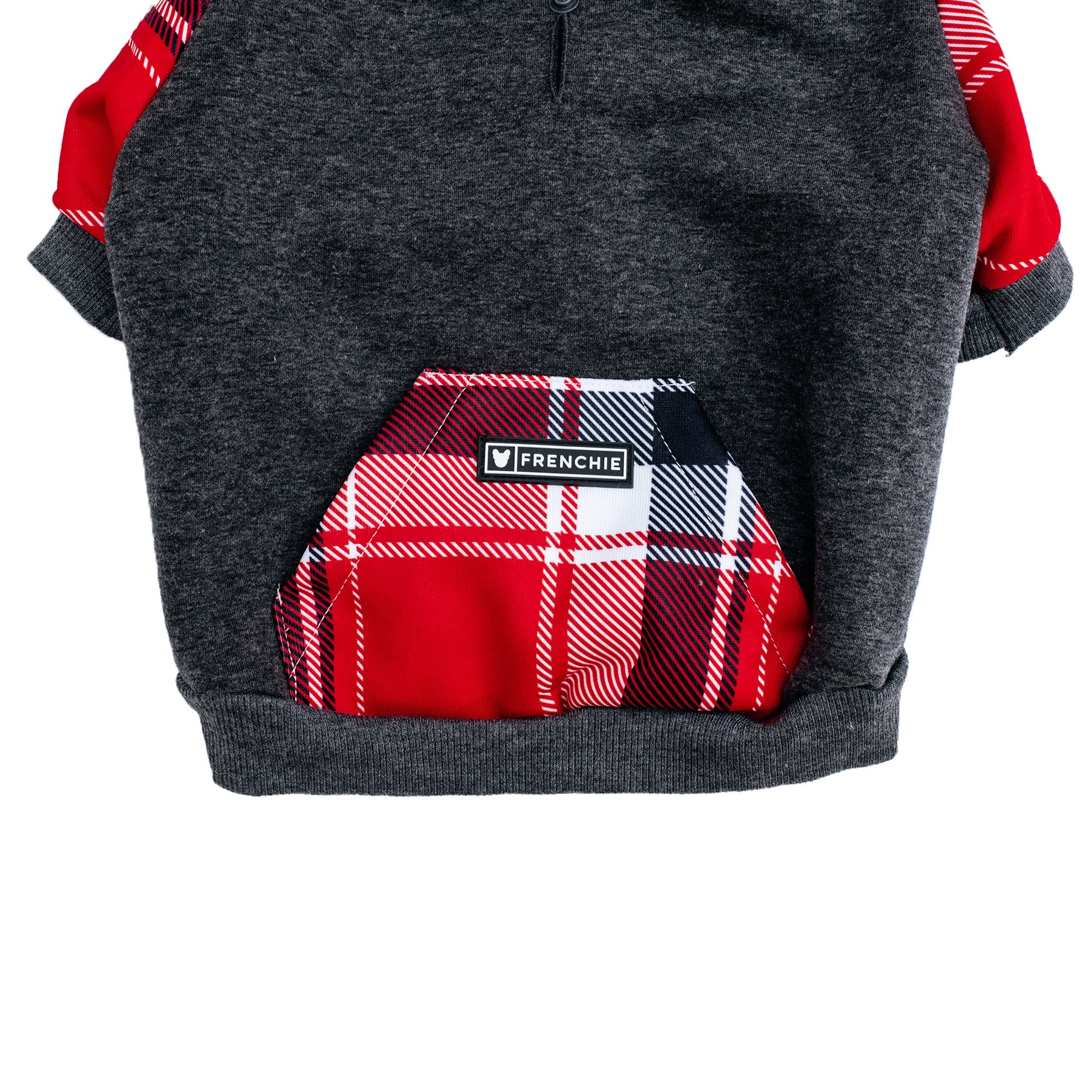 Frenchie Dog Hoodie - Scarlet Plaid