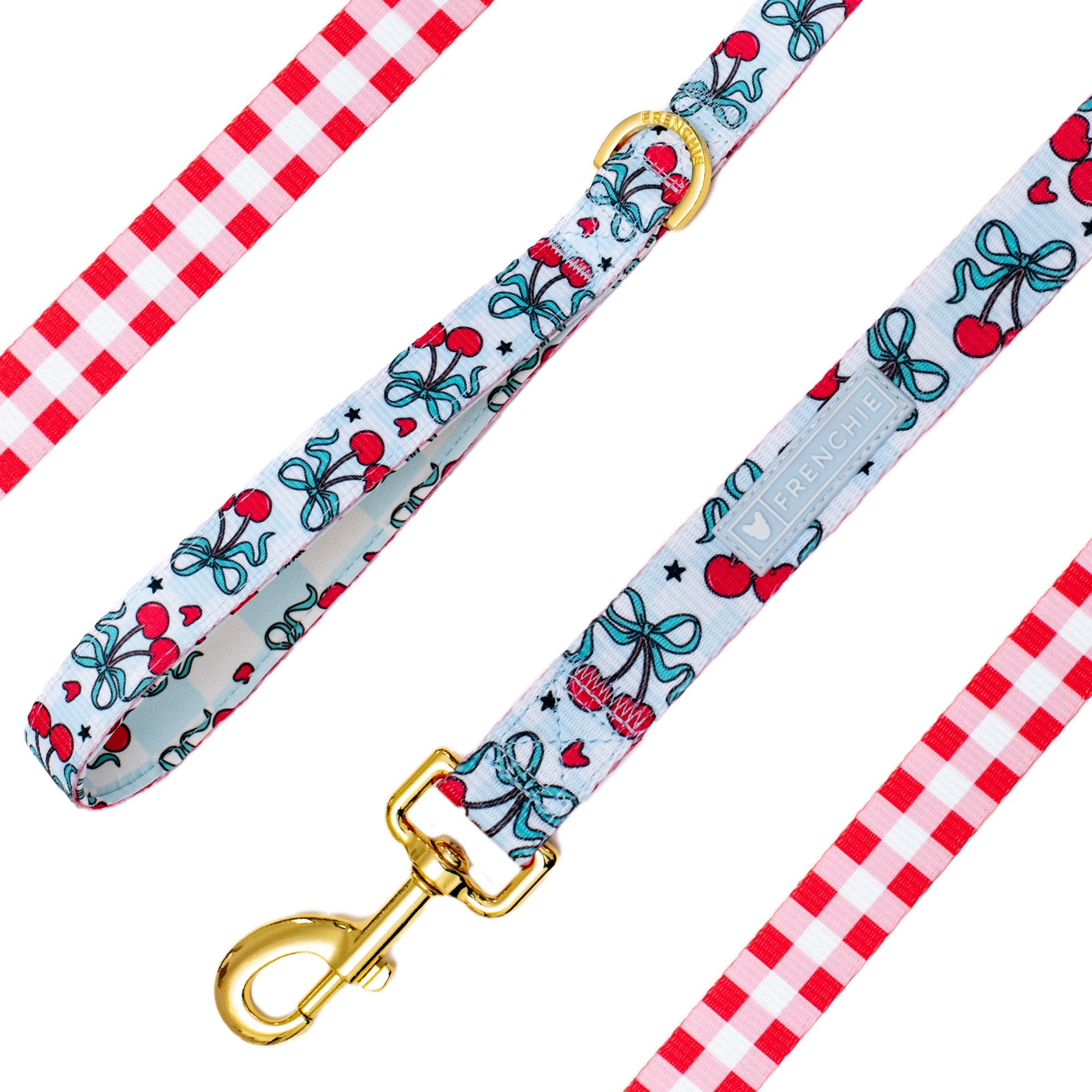 Frenchie Comfort Leash - Cherries Blue