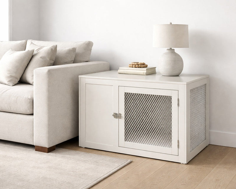 Bowsers Fresco Wood Dog Crate Furniture - Designer Indoor Crate and End Table