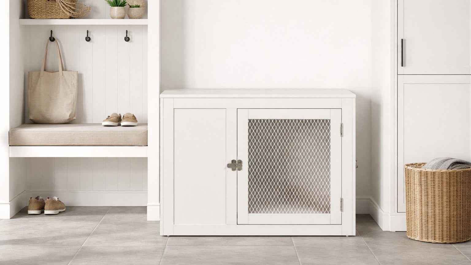 Bowsers Fresco Wood Dog Crate Furniture – Designer Indoor Crate and End Table