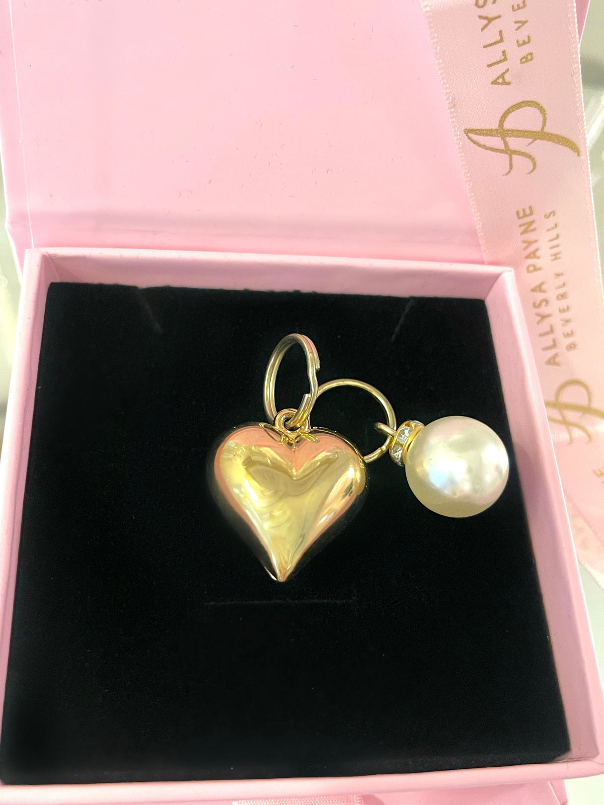 Allysa Payne Puffy Heart Charm & Pearl Charm Set