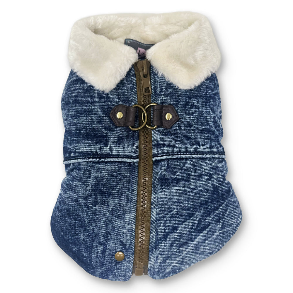 Furry Runner Coat Denim