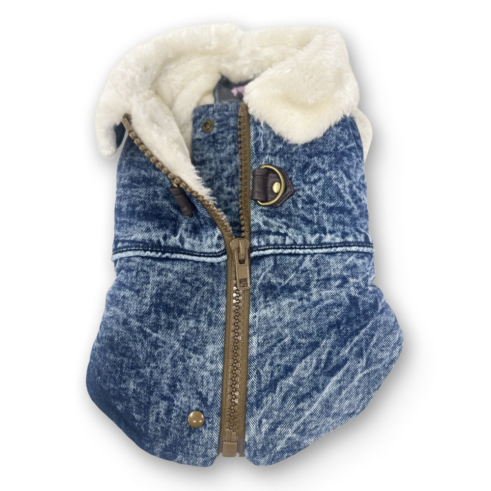 DOGO Furry Denim Dog Runner Coat