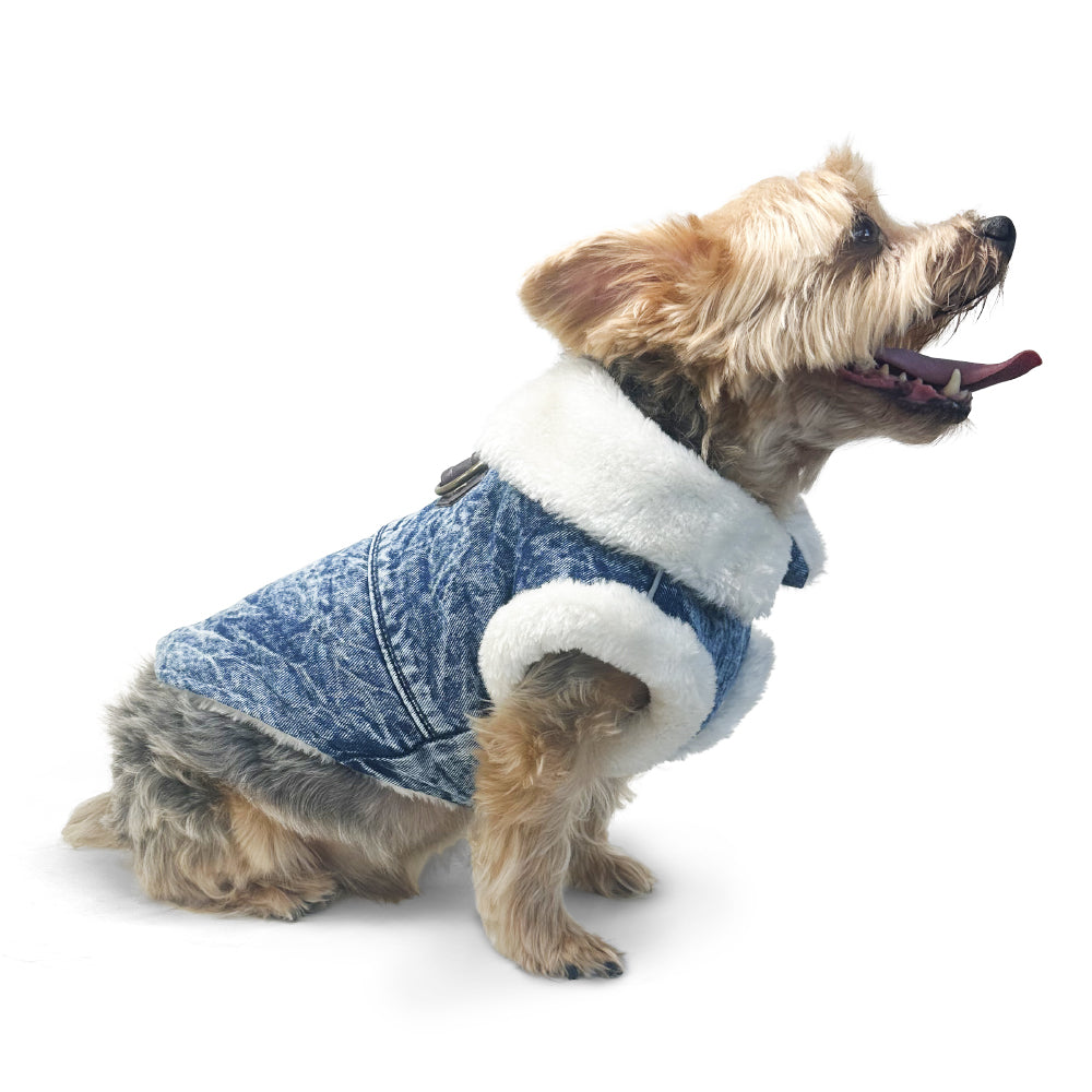 DOGO Furry Denim Dog Runner Coat