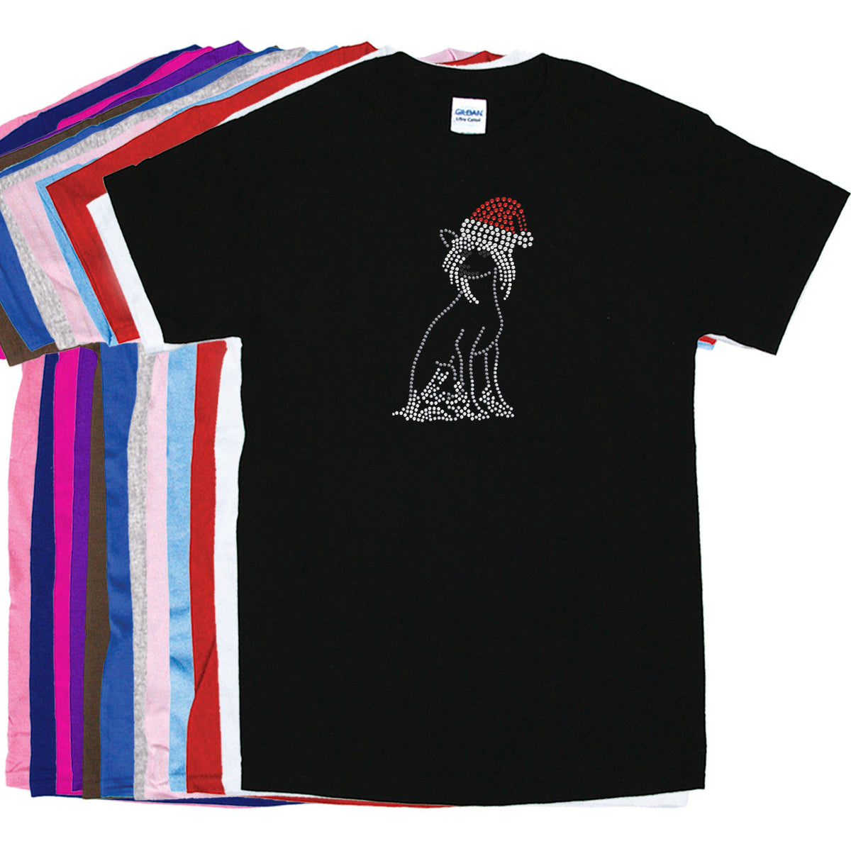 Chinese Crested with Santa Hat - Womens T-shirt