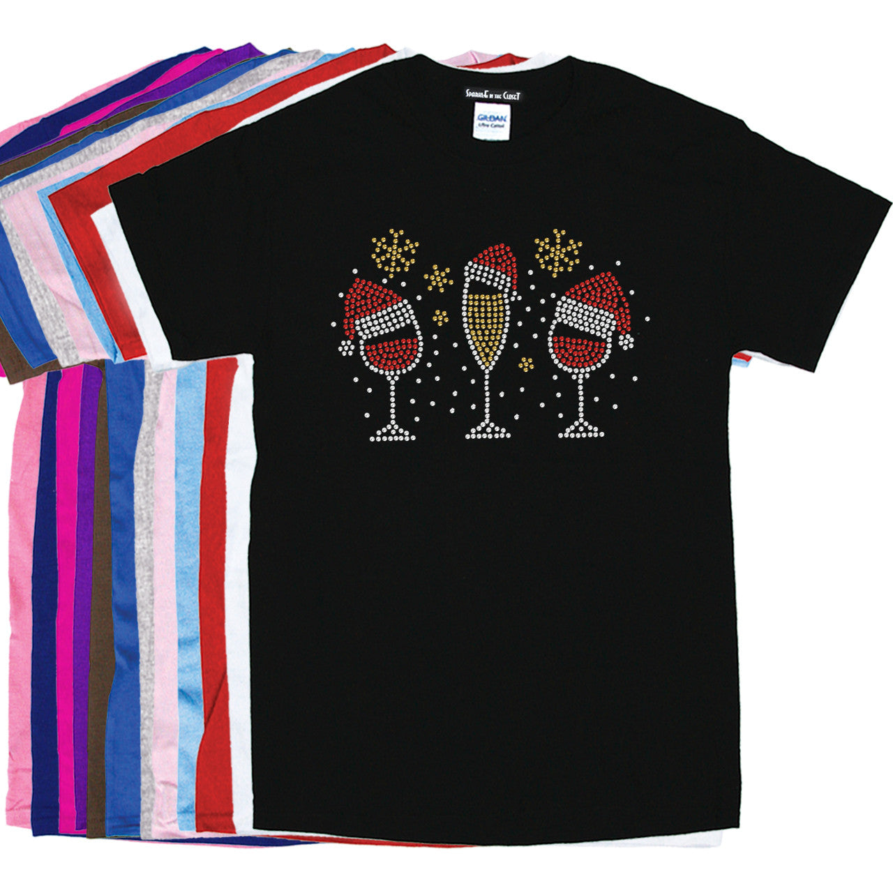 Christmas Wine Glasses - Womens Tee