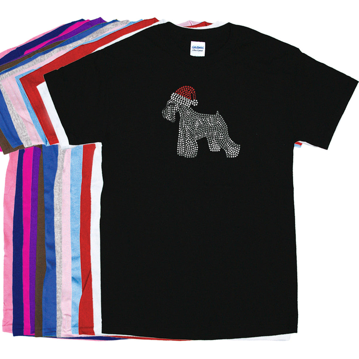 Schnauzer with Santa Hat - Womens T-shirt