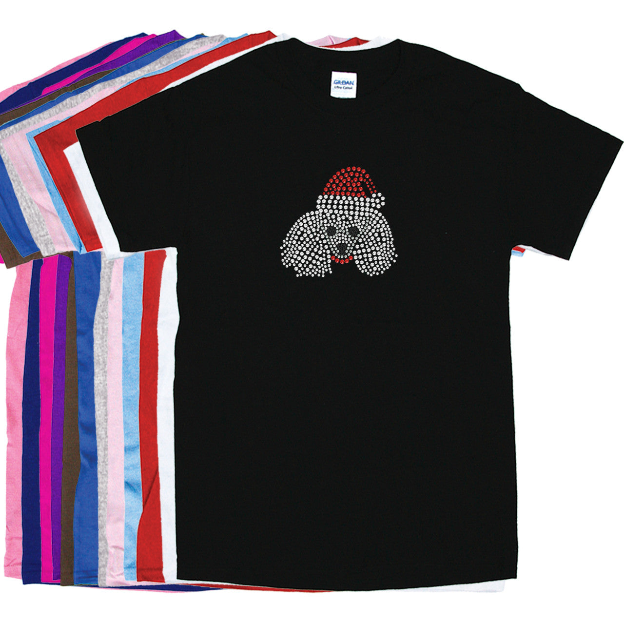 Poodle Face with Santa Hat - Womens T-shirt